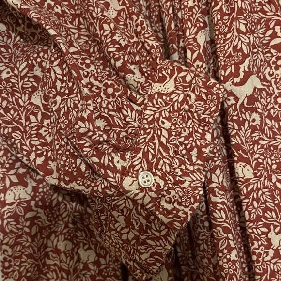 Doen Brown Floral folk print  Mini Dress - Picture 7 of 9